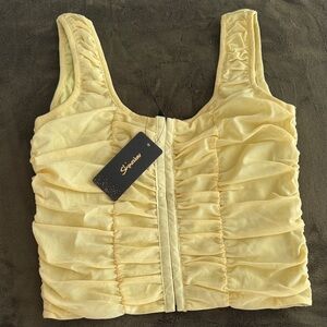 Shinestar Yellow Ruched Crop Top